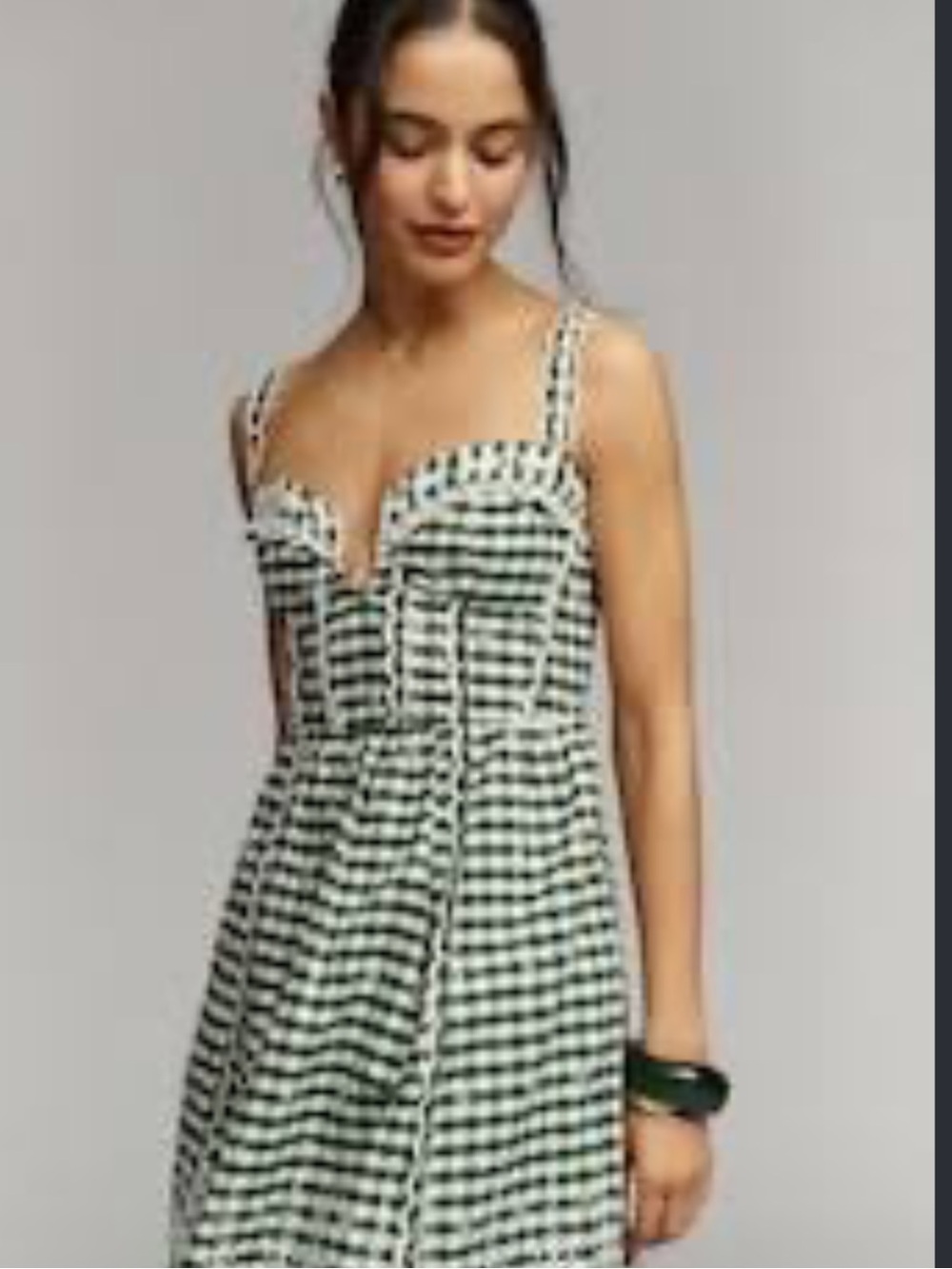 Anthropologie Sleeveless Sweetheart Gingham Tiered Dress